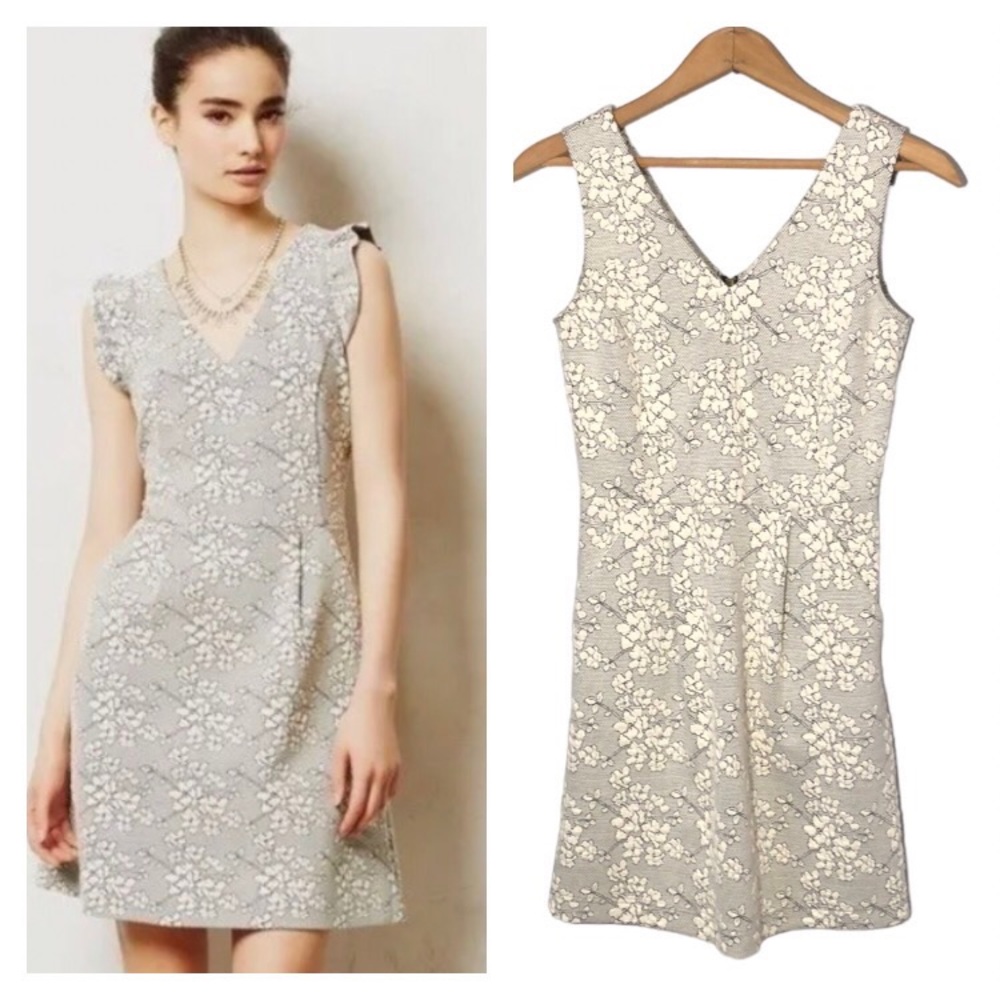 TABITHA | Womens White and Black Jacquard Floral Pleated Sleeveless Dress size 2